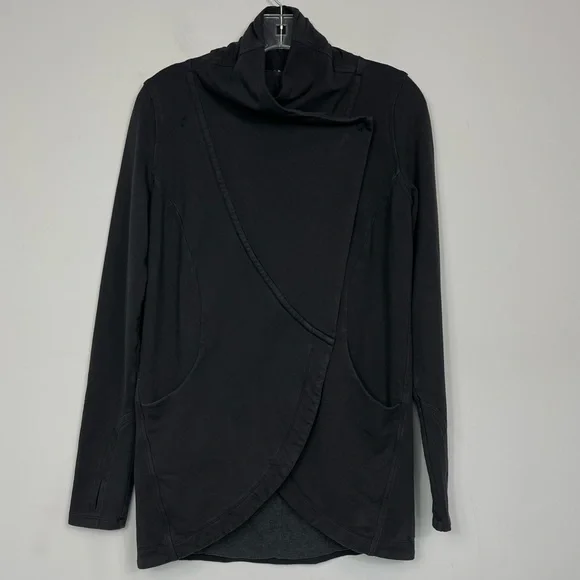 Lululemon Rulu Rally Wrap Black 6 Jacket Cardigan Sweater Snap Button Closure - Picture 6 of 16